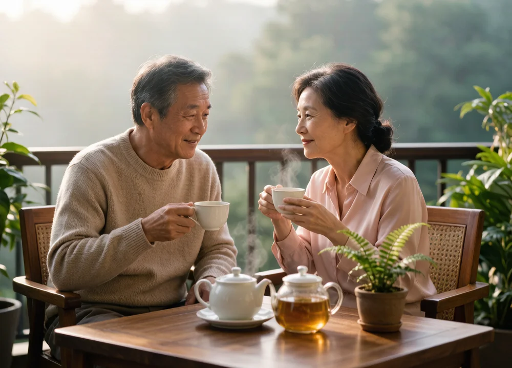 清晨阳台品茶——修复起效后的平静